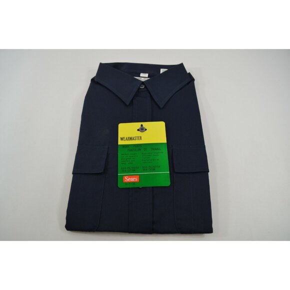 Sears Mens Wearmaster Work Shirt Medium 16-16.5 Long Sleeve Navy Blue NOS Vtg - Picture 1 of 6